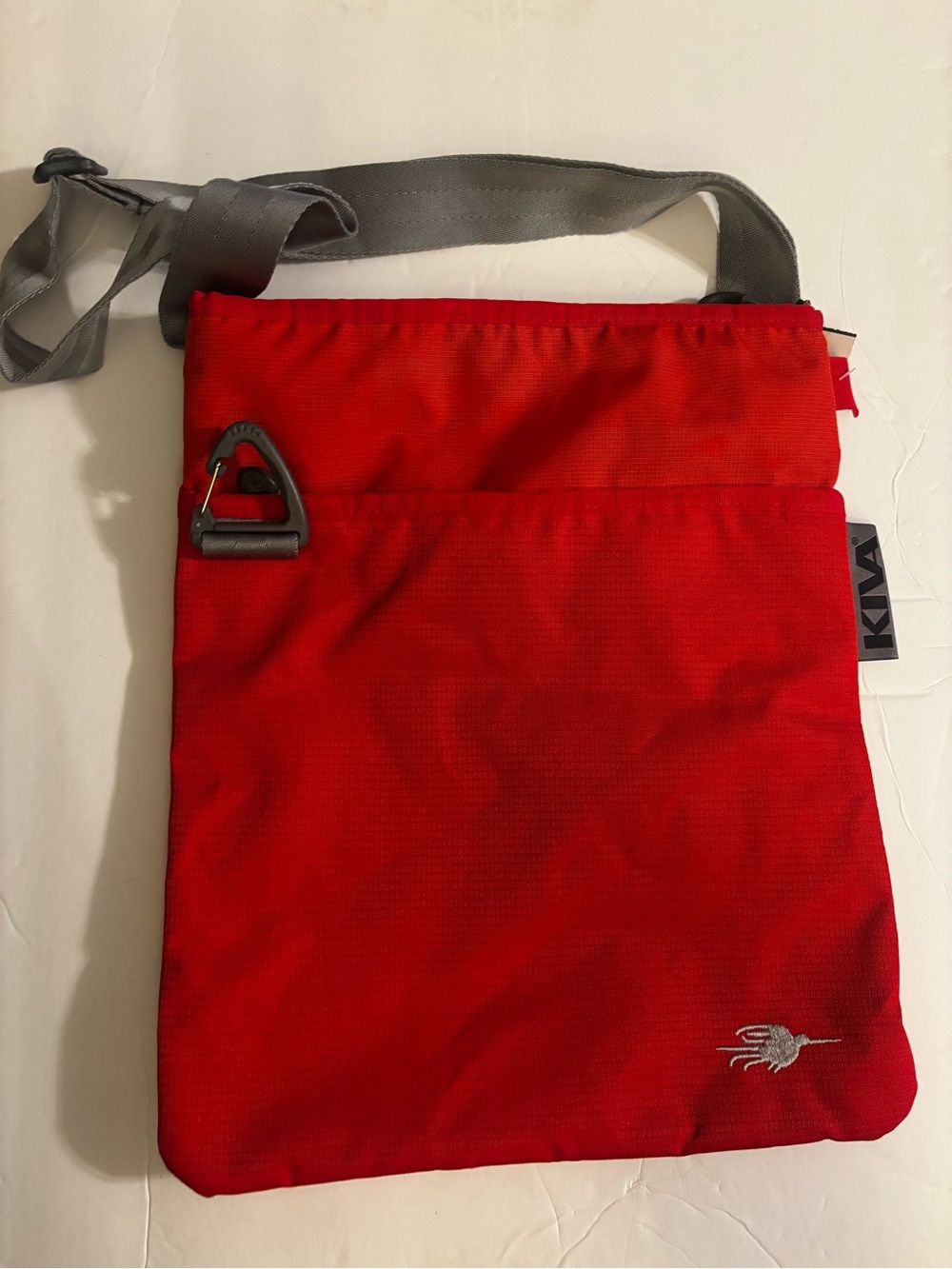KIVA Red Side Kick Travel Bag with Gray Strap